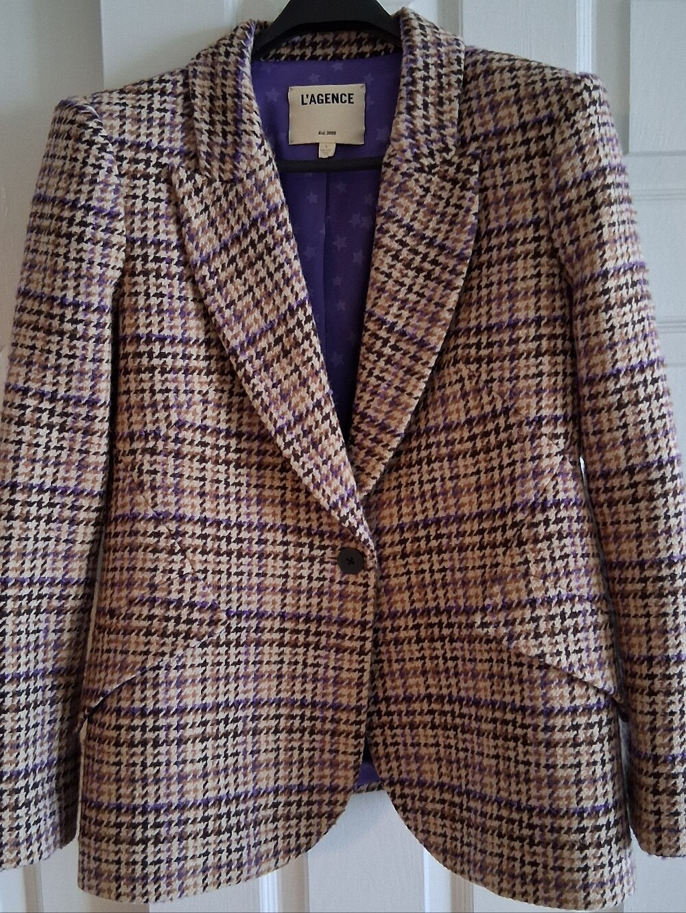 L'Agence Tweed Herringbone Blazer Size 6 Fits S/M Excellent Condition